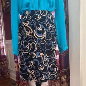 A. Byer Black and Cream Swirl Pencil Skirt